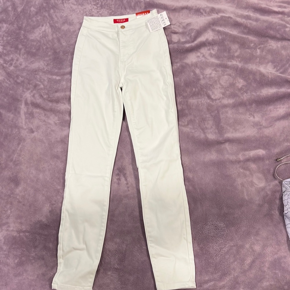NWT GUESS nova curvy ultra high waist white wash skinny jeans size 24